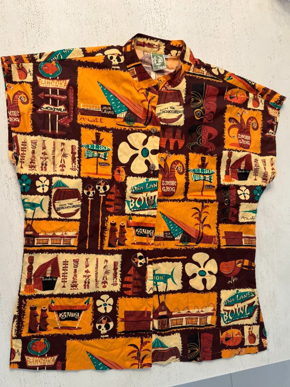 McBitt Tiki Hawaiian Bar Shirt, Plus Size, 100% Cotton